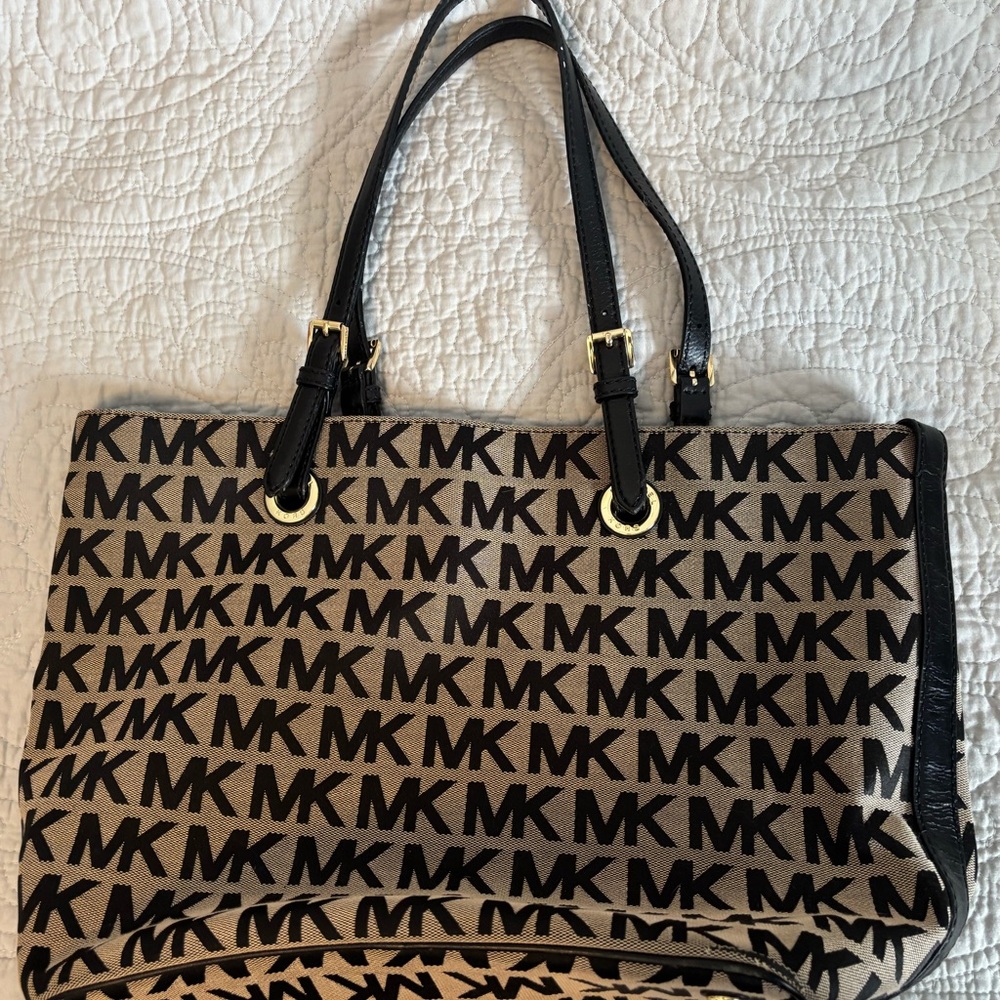 Michael Kors Black and Brown Logo Tote